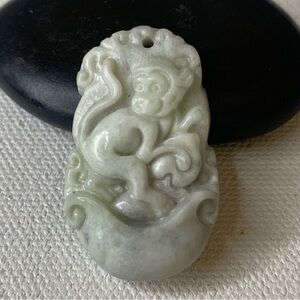 Chinese Zodiac Jade Monkey Pendant Mythical Beast Amulet Auspicious Lucky Animal